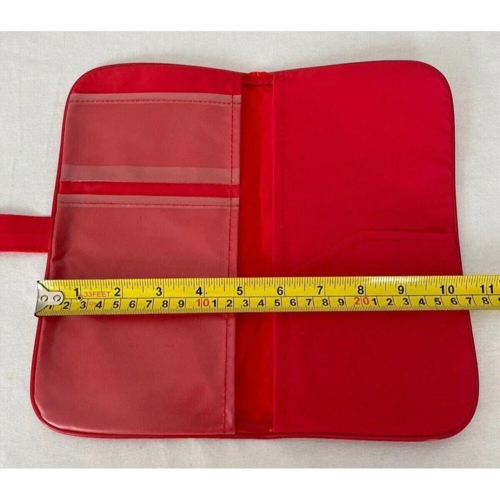 Vintage Globus Travel Organizer Red & White Vinyl 80s Airline Souvenir With Mult